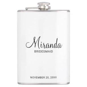 Modernes Drehbuch Personalisiert Bridesmaid-Name Flachmann