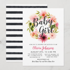 Modernes Drehbuch Rosa Blumenkreide Kindermädchend Einladung