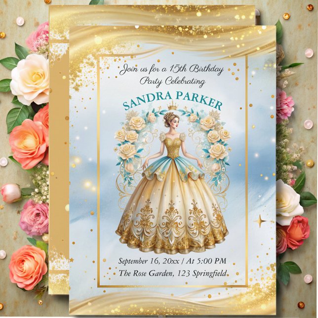 Modernes Drehbuch Stilvolle schicke Goldkleidung G Einladung (Von Creator hochgeladen)