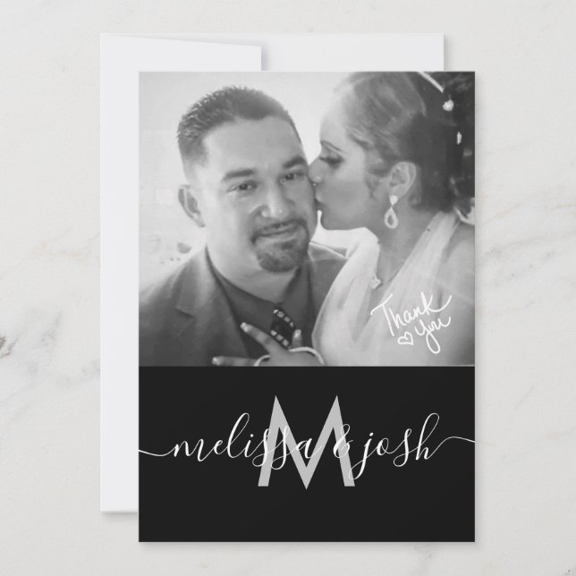 Modernes Drehbuch Vielen Dank für Ihr Hochzeitmong Einladung (Vorderseite)