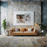Modernes Drehkantenskript mit mehreren Fotos perso Leinwanddruck<br><div class="desc">Moderne,  schlichte minimale gerissene Stil Multi-Foto personalisierte Skript-Namen Wohngestaltung Kunstwerk.</div>
