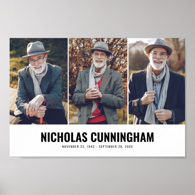 Modernes Drei-Foto-Gedächtnis Poster (Vorne)