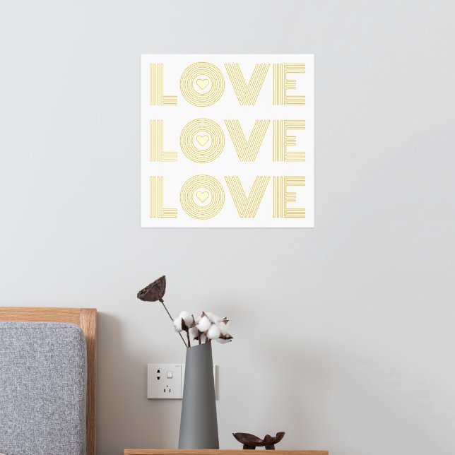 Modernes Drei-Wörter-Wort "LIEBE" und Herzweiß Foliendrucke (In Situ (Schlafzimmer 2))