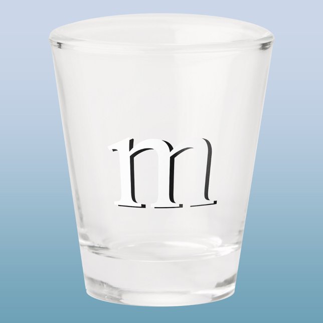 Modernes Drop-Shadow Monogramm, erster Fall Schnapsglas (Simple lower case drop shadow personalized monogram initial shot glass)