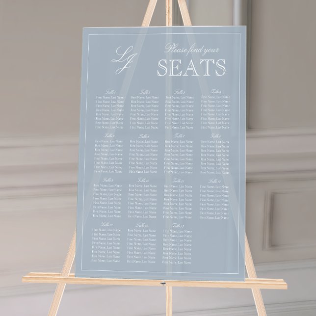 Modernes, dunkelblaues Mongram-Skript-Hochzeitssti Acrylschild (Wedding Seating Chart!
)
