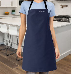 Modernes, dunkelblaues Muster, weißes Skript Schürze