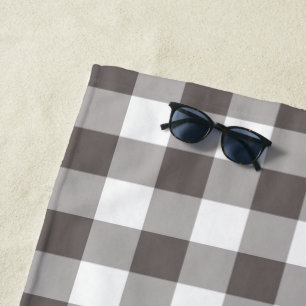 Modernes Dunkelgrau Gingham Pattern Strandtuch