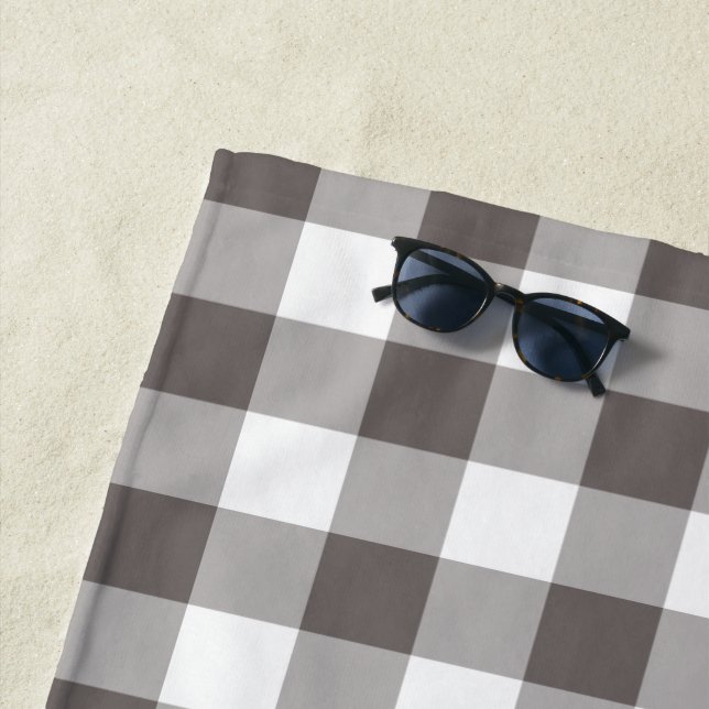 Modernes Dunkelgrau Gingham Pattern Strandtuch (Beispiel)
