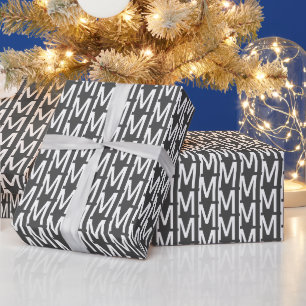 Modernes, dunkelgraues, individuelles Monogramm-Mu Geschenkpapier