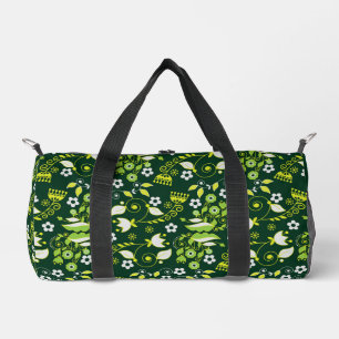 Modernes dunkelgrünes skandinavisches Blumenmuster Duffle Bag