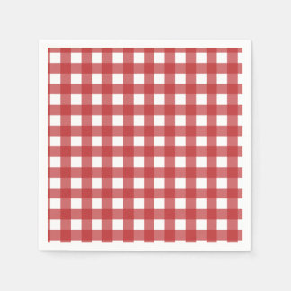 Modernes Dunkelrot und Hellweiß Gingham-Muster Serviette