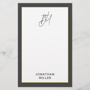 Modernes dunkles Grau Monogramm Briefpapier