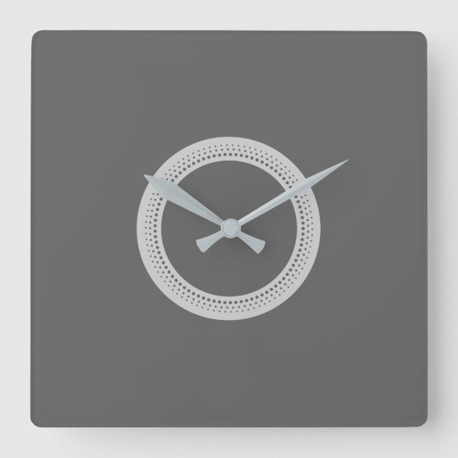 Modernes Dunkles Grau Quadratische Wanduhr (Vorderseite)