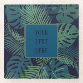 modernes, dunkles Palmenblatt, Dschungel von Feige Glasuntersetzer