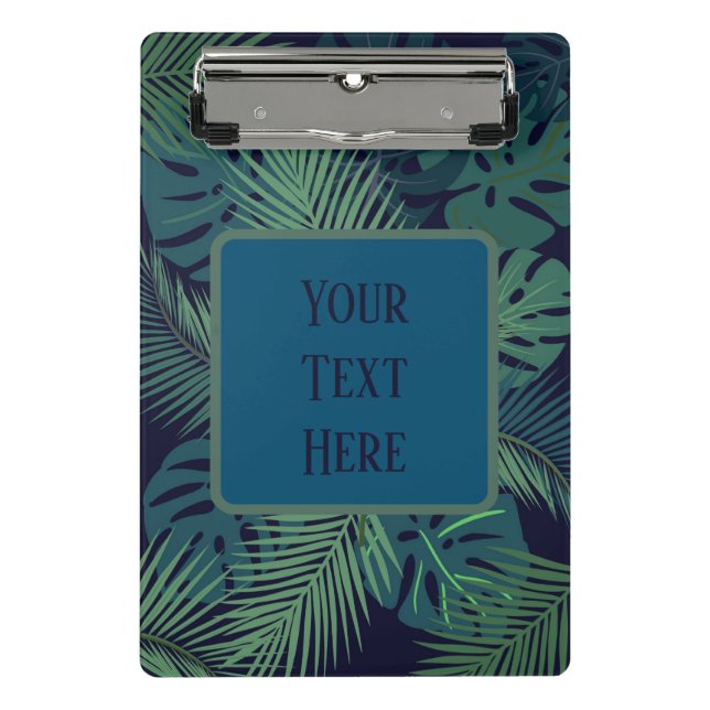 modernes, dunkles Palmenblatt, Dschungel von Feige Mini Klemmbrett (Vorderseite)