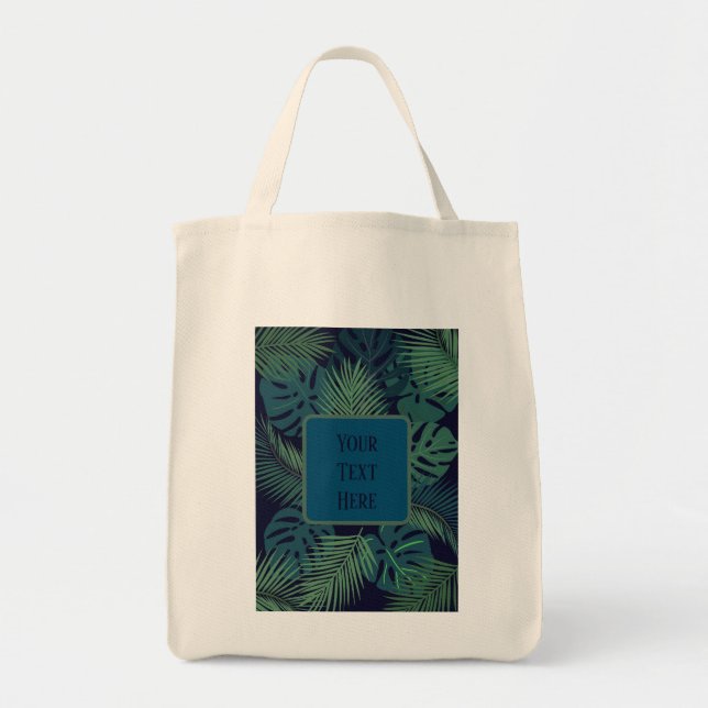 modernes, dunkles Palmenblatt Tragetasche (Vorne)