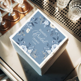 Modernes Dusty Blue Floral Boho Brautparty Serviette