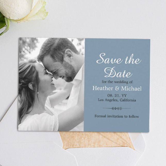 Modernes Dusty Blue Save the Date QR Code Wedding Einladung (Simplify your RSVP with our QR code save-the-date, adding an unforgettable touch to your special day)
