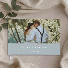 Modernes Dusty Blue Wedding Foto Gästebuch