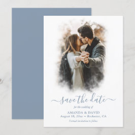 Modernes Dusty Blue Wedding Foto Save the Date