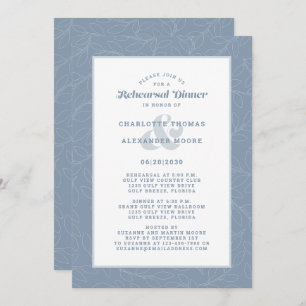 Modernes Dusty Blue White Wedding Probe Dinner Einladung