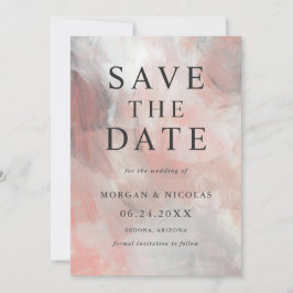 Modernes Dusty Coral Abstrakt Foto Save the Date