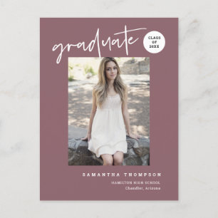 Modernes Dusty Lila Uni High School Grad Foto Postkarte