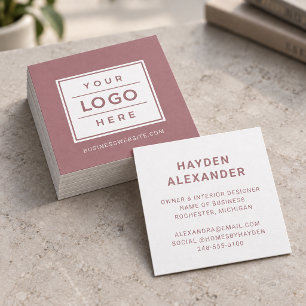 Modernes Dusty Rose Firmenlogo Quadratische Visitenkarte