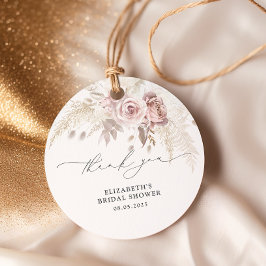 Modernes Dusty Rose Floral Brautparty Geschenkanhänger