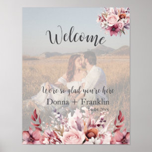 Modernes Dusty Rose Wedding Welcome Foto Poster