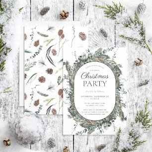 Modernes Dusty Winter Watercolor Weihnachts-Party Einladung