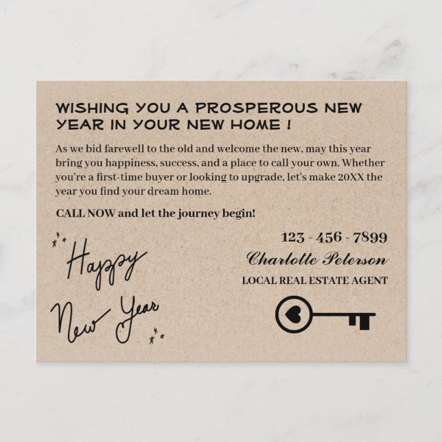 Modernes echtes Anwesen Neujahrsfeiertag Postkarte (Vorderseite)