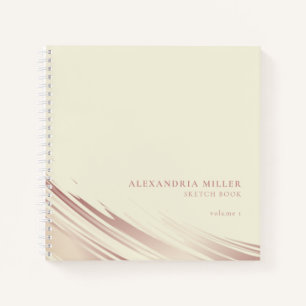 Modernes Ecru & Pink Personalisiertes Sketchbuch Notizbuch