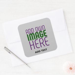 MODERNES EDITABLE ASH IMAGE TEXT TEMPLATE ENVELOPE QUADRATISCHER AUFKLEBER