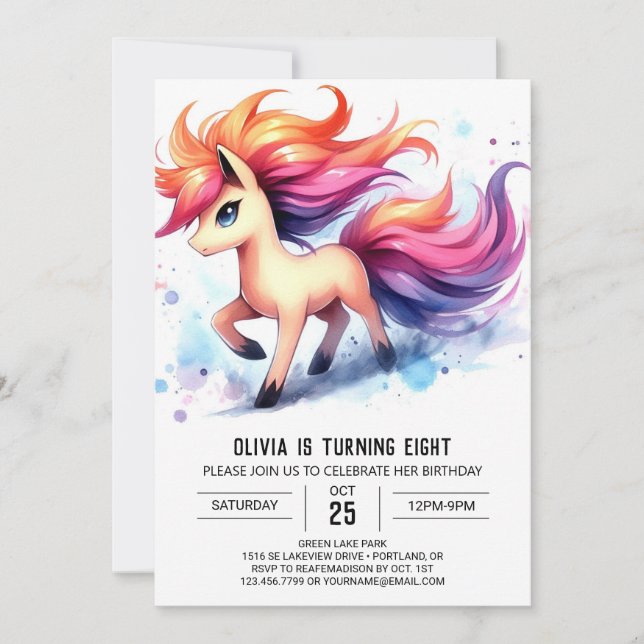 Modernes Editable Horse Birthday Einladung (Vorderseite)