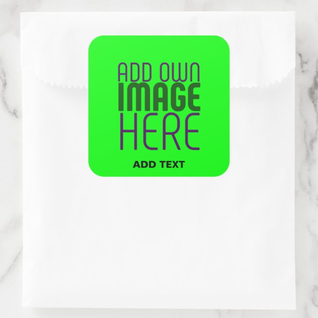 MODERNES EDITABLE NEON GREEN IMAGE TEXT TEMPLATE B QUADRATISCHER AUFKLEBER (Tasche)