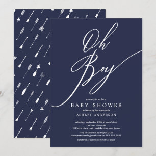 Modernes Editierbares Farbtribal Oh Boy Baby Dusch Einladung