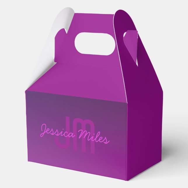Modernes Editierbares Mit Monogramm Text & Lila Om Geschenkschachtel (Vorderseite)
