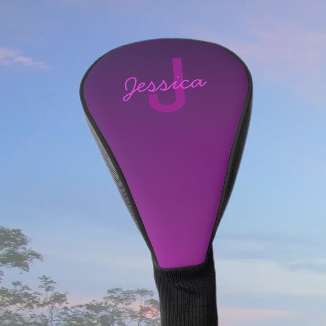 Modernes Editierbares Mit Monogramm Text & Lila Om Golf Headcover (Von Creator hochgeladen)