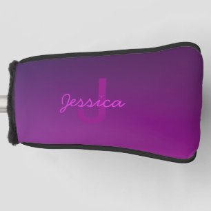 Modernes Editierbares Mit Monogramm Text & Lila Om Golf Headcover