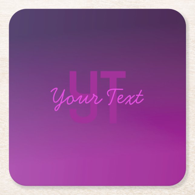 Modernes Editierbares Mit Monogramm Text & Lila Om Rechteckiger Pappuntersetzer (Vorderseite)