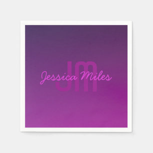 Modernes Editierbares Mit Monogramm Text & Lila Om Serviette