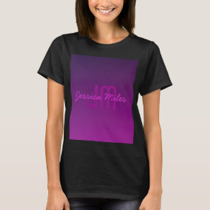 Modernes Editierbares Mit Monogramm Text & Lila Om T-Shirt