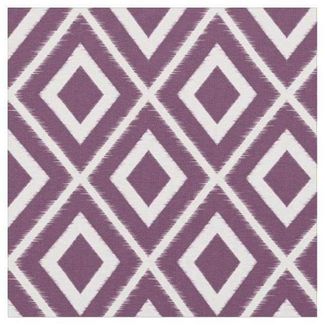 Modernes Eggplant Lila Ikat-Muster Stoff (Nahaufnahme)