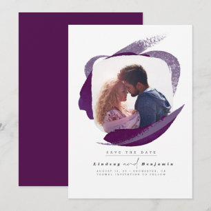 Modernes Eggplant Lila Save the Date Foto