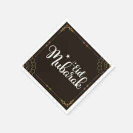 Modernes Eid Mubarak Black Gold Eid Napkins Serviette