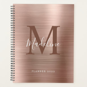 Modernes, einfach gebürstetes Metallic-Rose-Gold M Planer