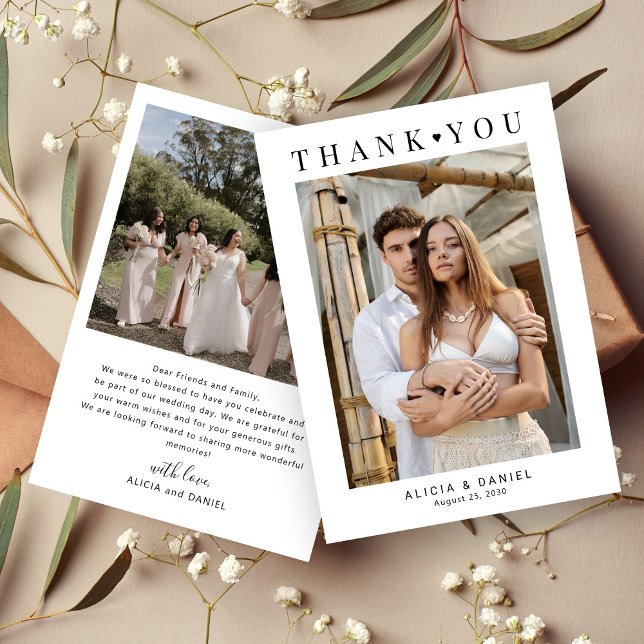 Modernes, einfaches 2 Foto Dankeskarte (Von Creator hochgeladen)