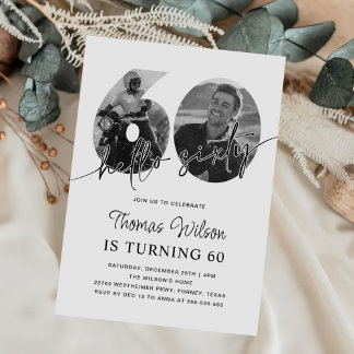 Modernes, einfaches 60. Geburtstags-Foto Einladung