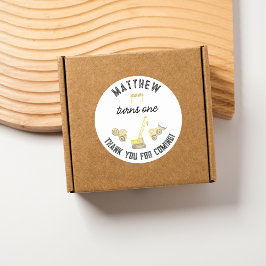 Modernes einfaches Bauen 1. Geburtstag Vielen Dank Runder Aufkleber